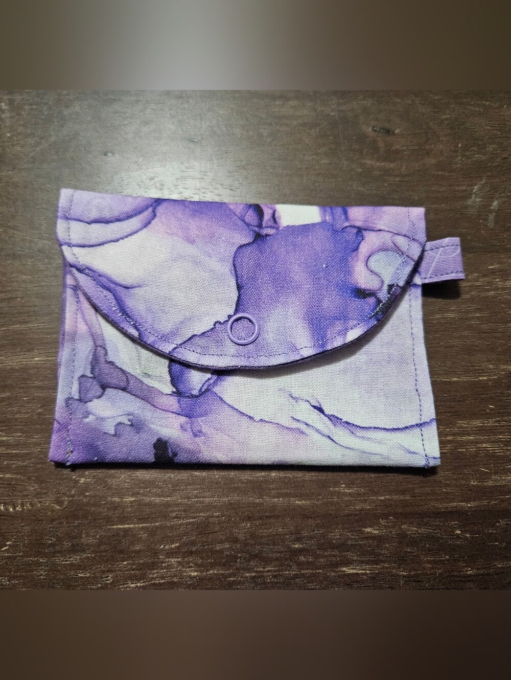 Purple Marble Canvas Snap Card Wallet HANDMADE